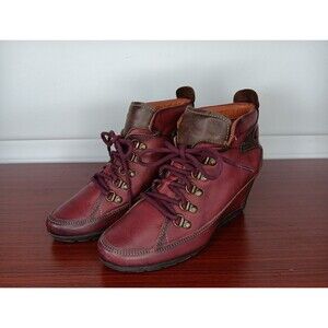 Pikolinos Amsterdam Leather Hidden Wedge Ankle Boots Size 39 (US 8) Red Brown